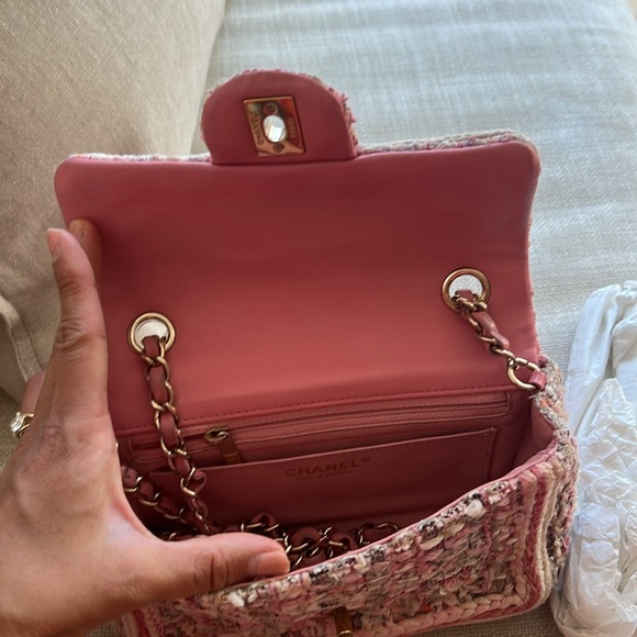 Chanel Pink Tweed Mini Flap - Picture 2 of 6